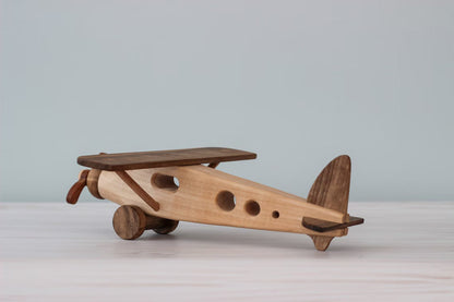 Handcrafted Wooden Airplane Toy - Artisan Ash & Walnut Montessori Plane