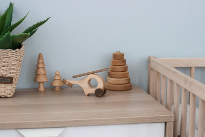 Handmade Wooden Helicopter Toy - Artisan Alder & Pear Montessori Vehicle