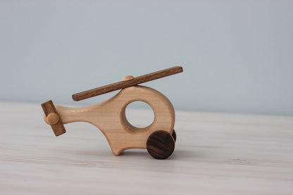 Handmade Wooden Helicopter Toy - Artisan Alder & Pear Montessori Vehicle